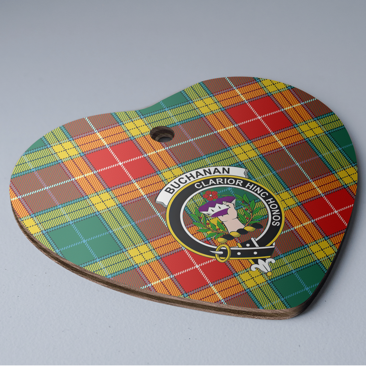 Clan Buchanan Old Sett Tartan Crest Heart Ceramic Ornament ZA38 Buchanan Old Sett Tartan Tartan Christmas   