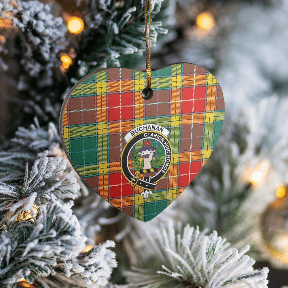 Clan Buchanan Old Sett Tartan Crest Heart Ceramic Ornament ZA38 Buchanan Old Sett Tartan Tartan Christmas   