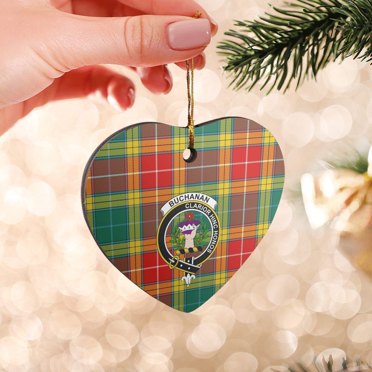 Clan Buchanan Old Sett Tartan Crest Heart Ceramic Ornament ZA38 Buchanan Old Sett Tartan Tartan Christmas   