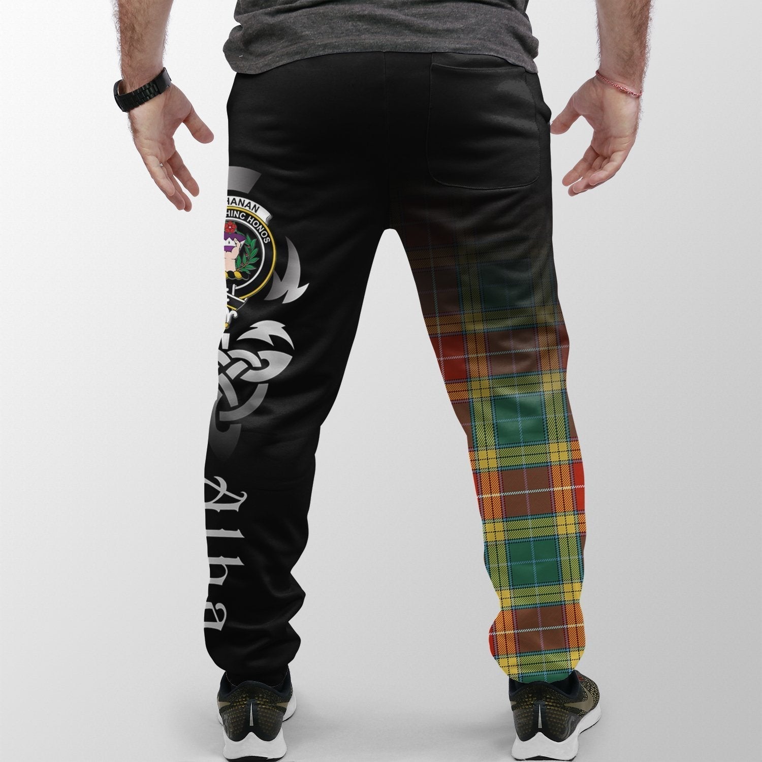 Clan Buchanan Old Sett Tartan Crest Jogger Sweatpants  Alba Celtic Style KE53 Clan Buchanan Tartan Today   