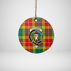 Clan Buchanan Old Sett Tartan Crest Round Ceramic Ornament LE72 Buchanan Old Sett Tartan Tartan Christmas   