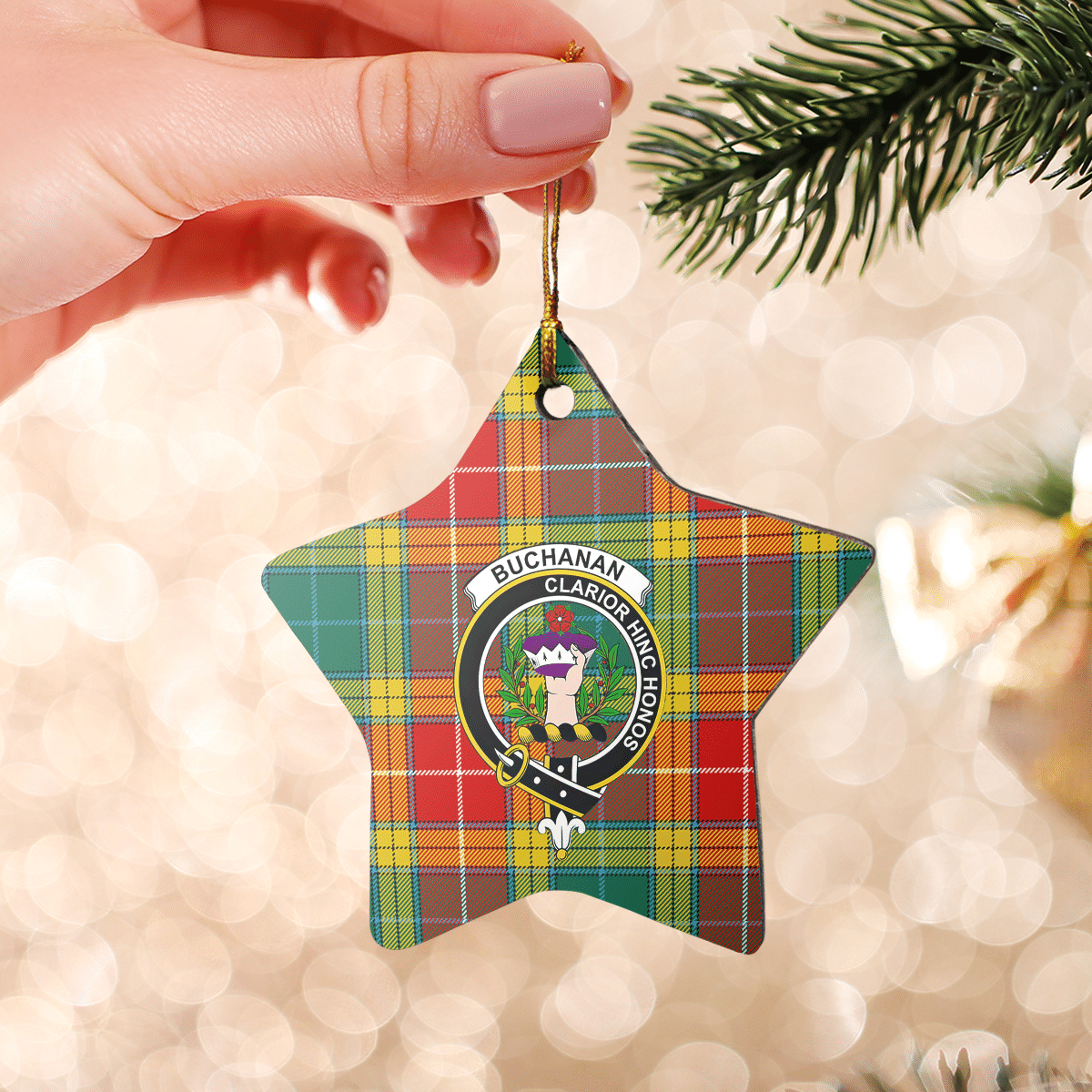 Clan Buchanan Old Sett Tartan Crest Star Ceramic Ornament DF60 Buchanan Old Sett Tartan Tartan Christmas   