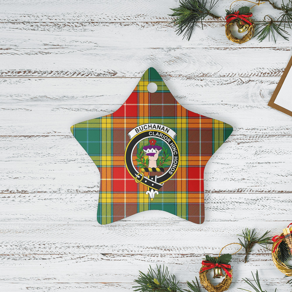 Clan Buchanan Old Sett Tartan Crest Star Ceramic Ornament DF60 Buchanan Old Sett Tartan Tartan Christmas   