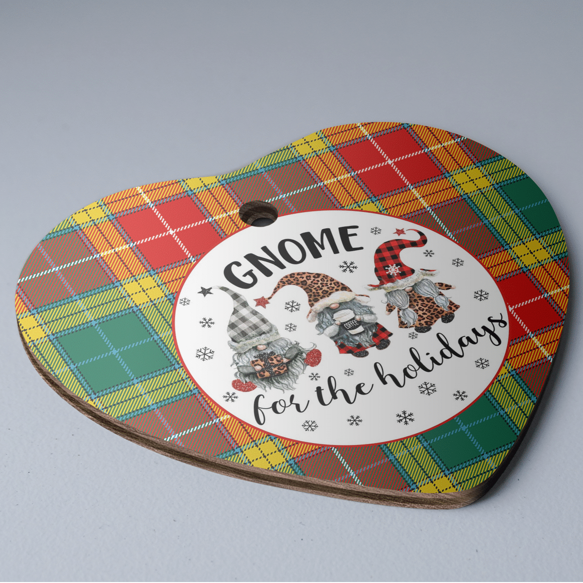 Clan Buchanan Old Sett Tartan Gnome Heart Ceramic Ornament HF82 Buchanan Old Sett Tartan Gnome Tartan Christmas   