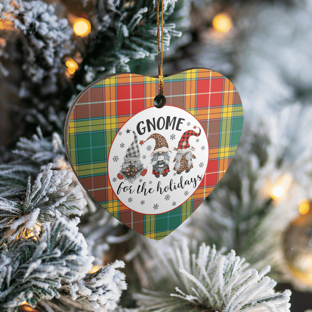 Clan Buchanan Old Sett Tartan Gnome Heart Ceramic Ornament HF82 Buchanan Old Sett Tartan Gnome Tartan Christmas   