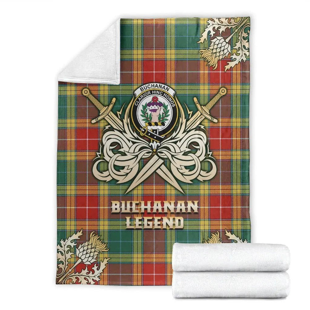 Clan Buchanan Old Sett Tartan Gold Courage Symbol Blanket BD13 Clan Buchanan Tartan Today   
