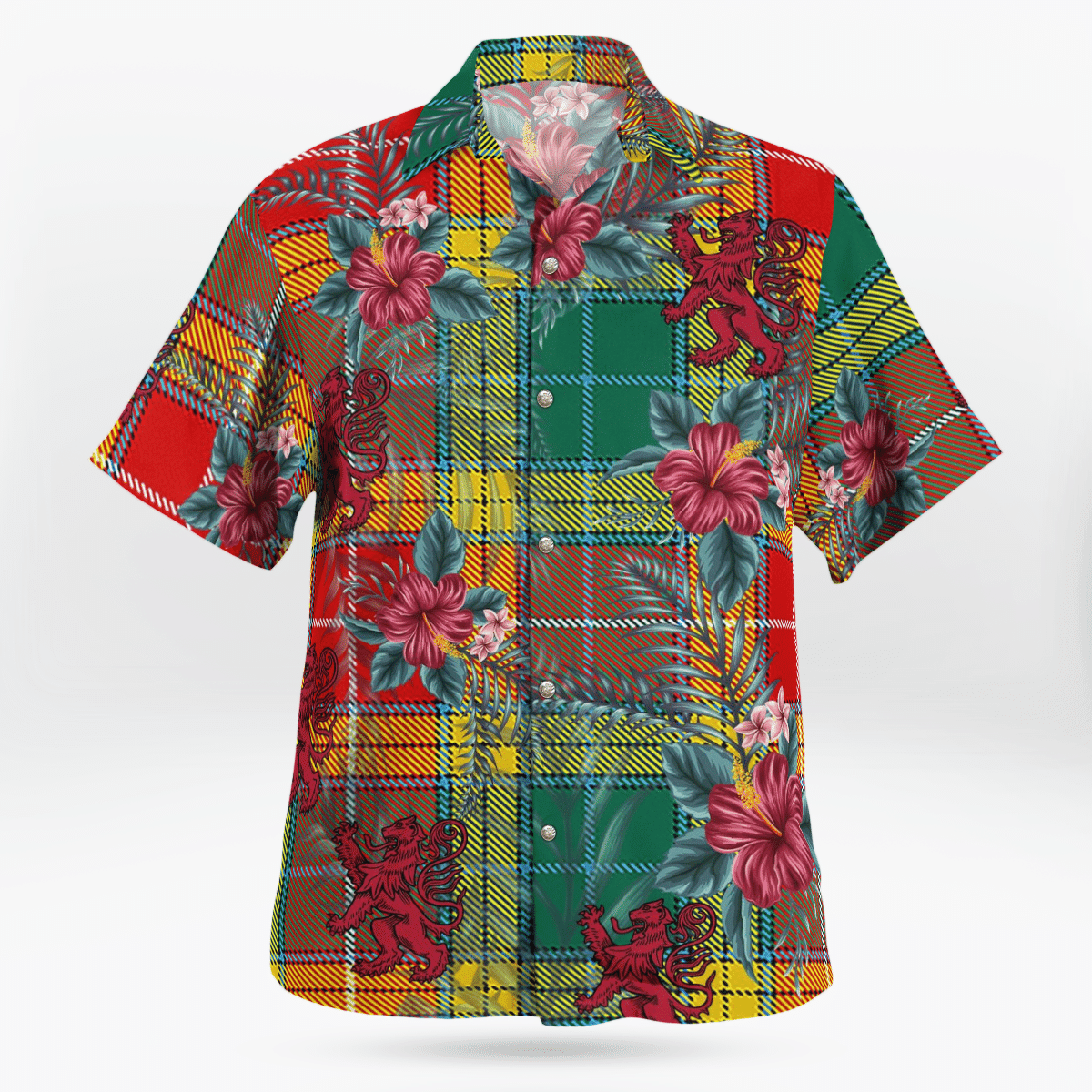 Clan Buchanan Old Sett Tartan Scottish Lion Hawaiian Shirt BN55 Buchanan Old Sett Tartan Tartan Hawaii Shirt   