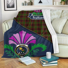 Clan Buchanan Tartan Crest Premium Blanket Thistle Style PC31 Clan Buchanan Tartan Today   