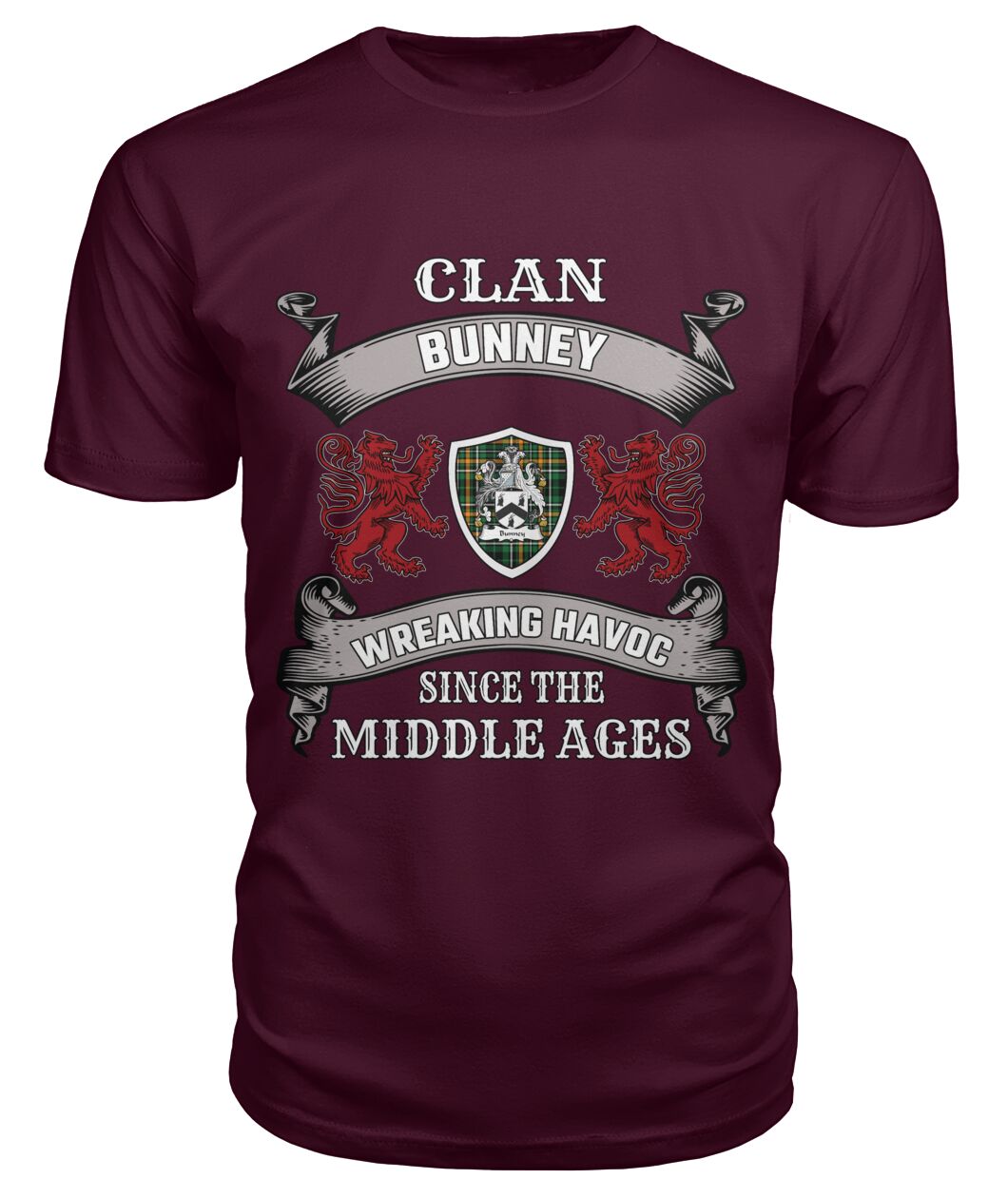 Clan Bunney Family Tartan 2D T-ShirtGG69 Bunney Tartan 2D T-Shirt Tartan T-Shirt Maroon S Bunney Tartan 2D T-Shirt