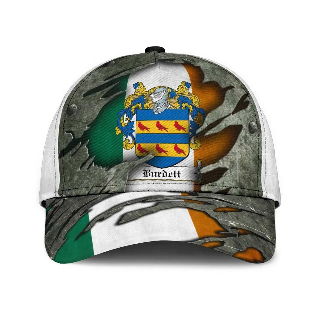 Clan Burdett Coat Of Arms - Irish Family Crest Classic Cap ZC53 Burdett Coat Of Arms Irish Cap   