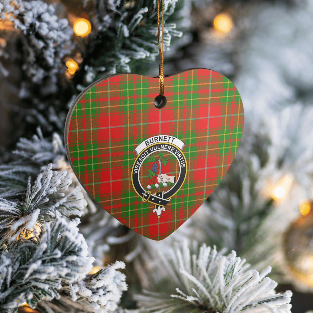 Clan Burnett Ancient Tartan Crest Heart Ceramic Ornament GM75 Burnett Ancient Tartan Tartan Christmas   