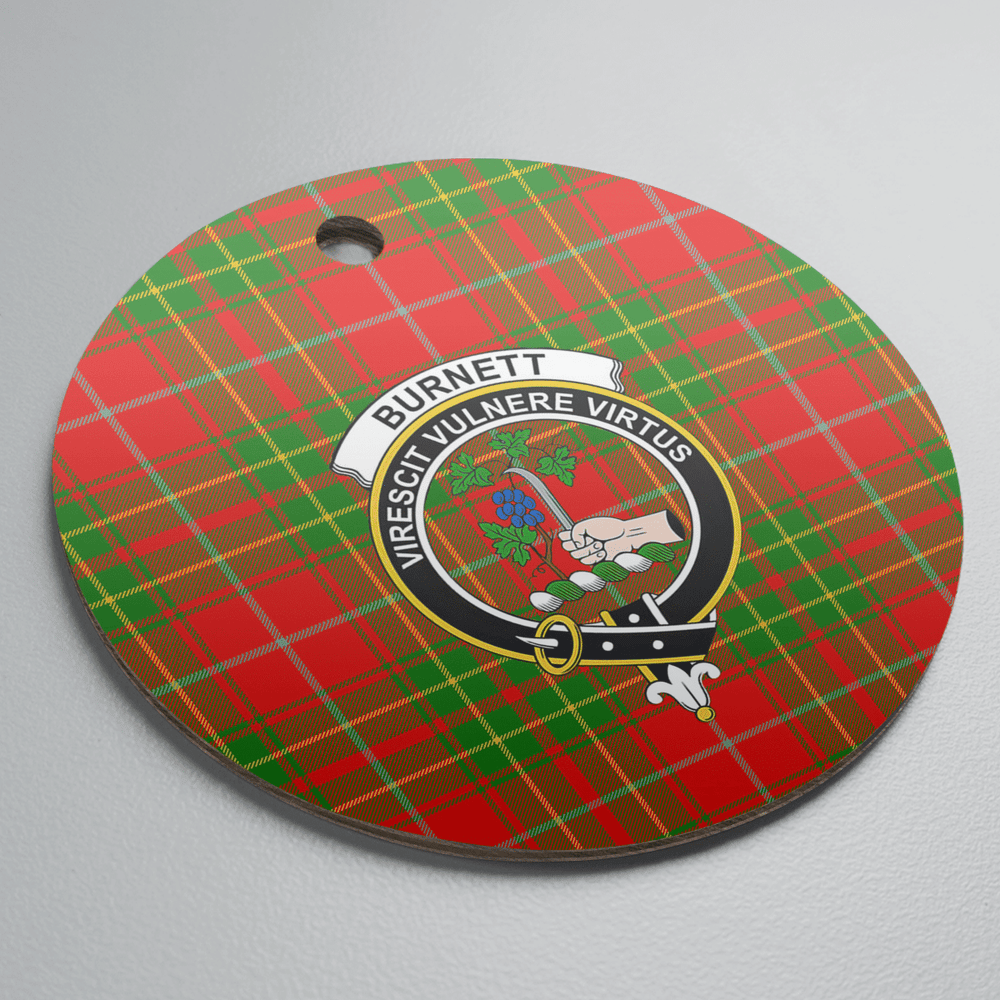 Clan Burnett Ancient Tartan Crest Round Ceramic Ornament AY30 Burnett Ancient Tartan Tartan Christmas   