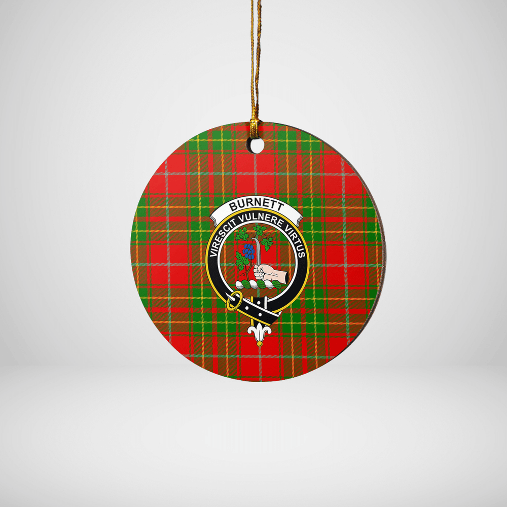 Clan Burnett Ancient Tartan Crest Round Ceramic Ornament AY30 Burnett Ancient Tartan Tartan Christmas   