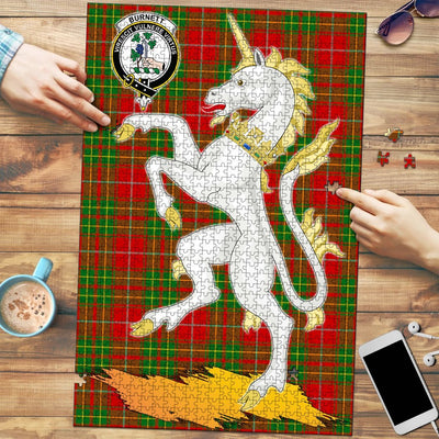 Clan Burnett Ancient Tartan Crest Unicorn Scotland Jigsaw Puzzles Gift For Family UI61