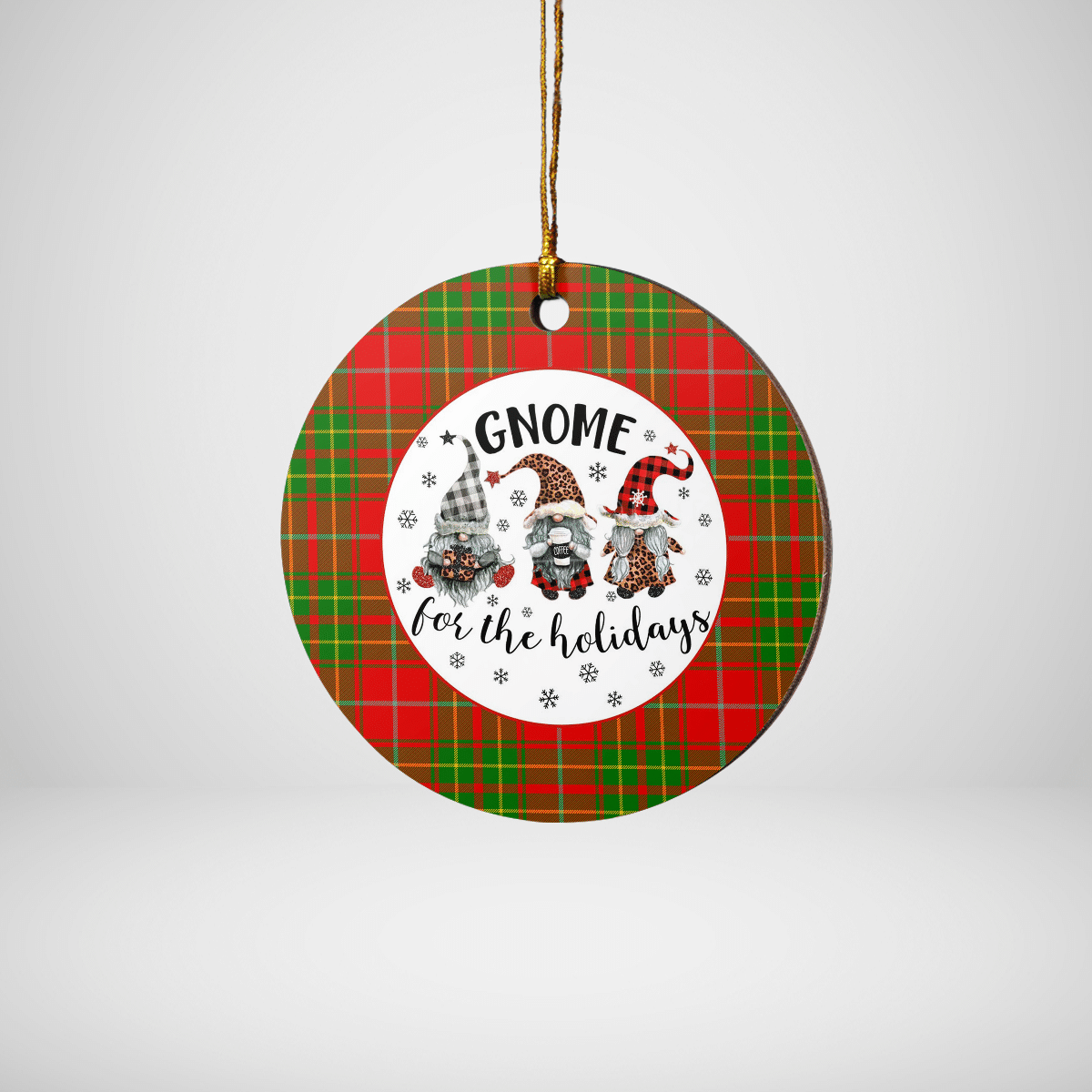 Clan Burnett Ancient Tartan Gnome Round Ceramic Ornament OO25 Burnett Ancient Tartan Tartan Christmas   