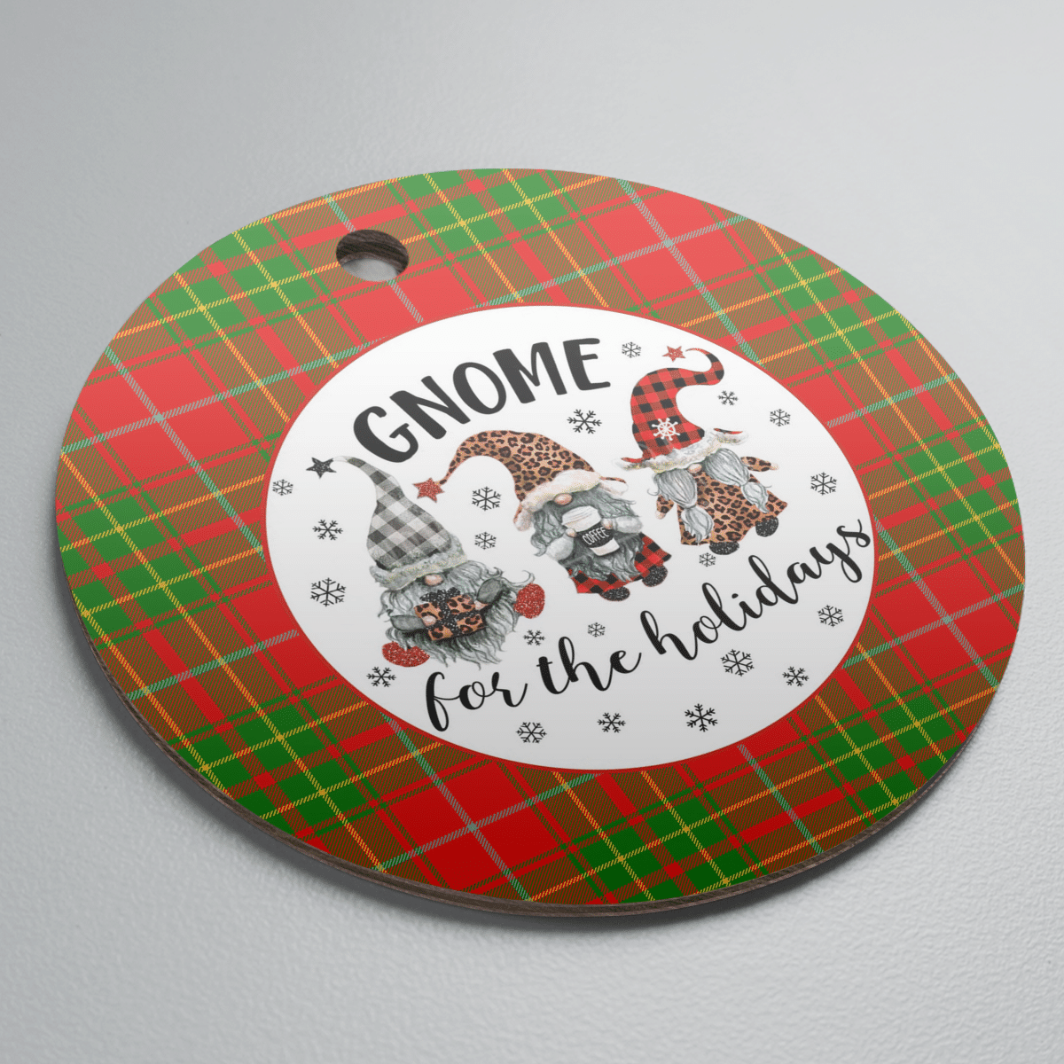 Clan Burnett Ancient Tartan Gnome Round Ceramic Ornament OO25 Burnett Ancient Tartan Tartan Christmas   
