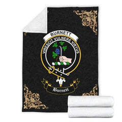 Clan Burnett Crest Tartan Premium Blanket Black WJ67 Clan Burnett Tartan Today   