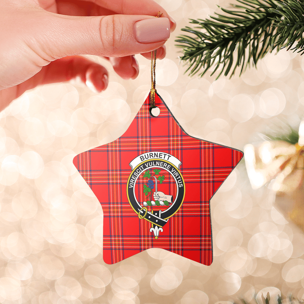 Clan Burnett Modern Tartan Crest Star Ceramic Ornament HO79 Burnett Modern Tartan Tartan Christmas   