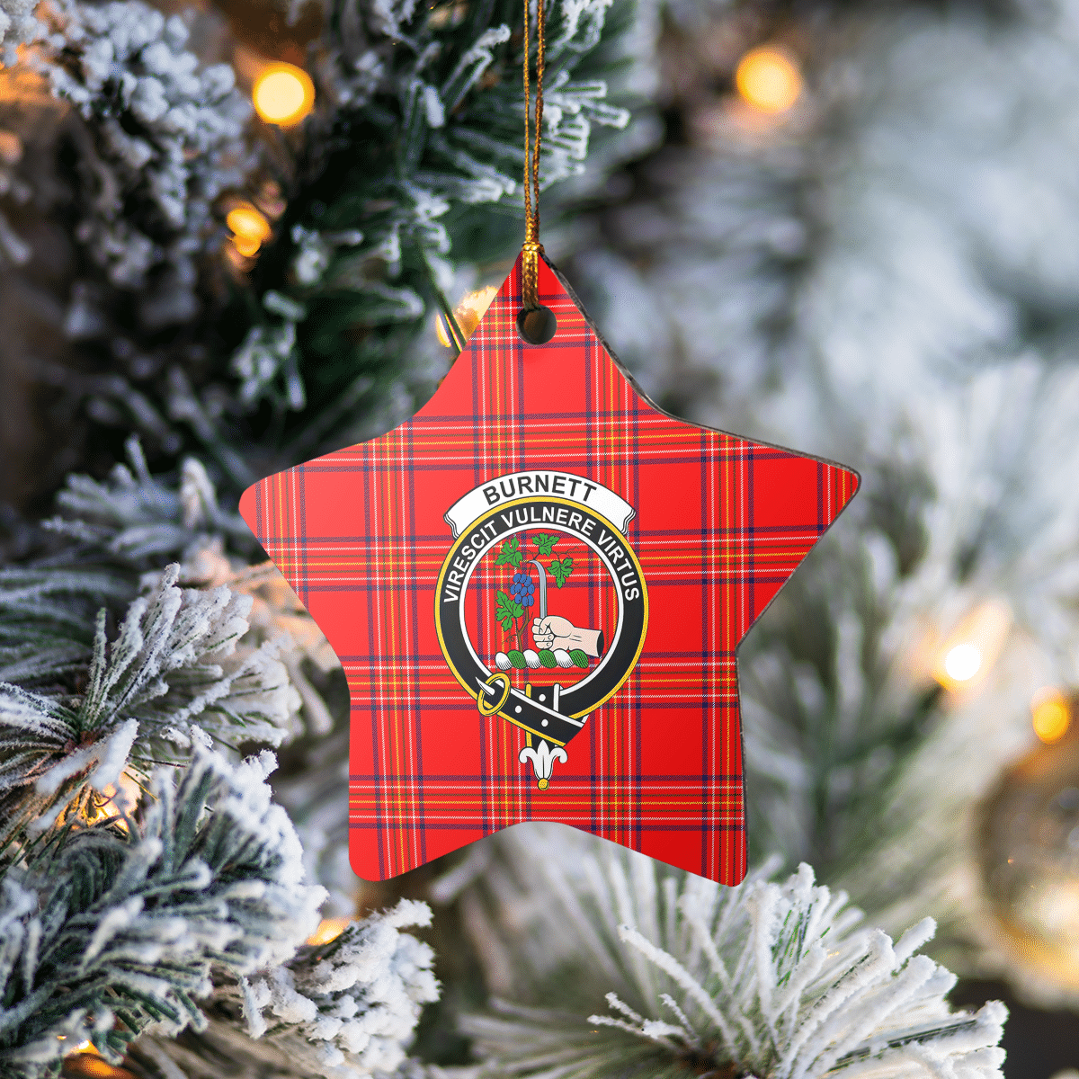 Clan Burnett Modern Tartan Crest Star Ceramic Ornament HO79 Burnett Modern Tartan Tartan Christmas   