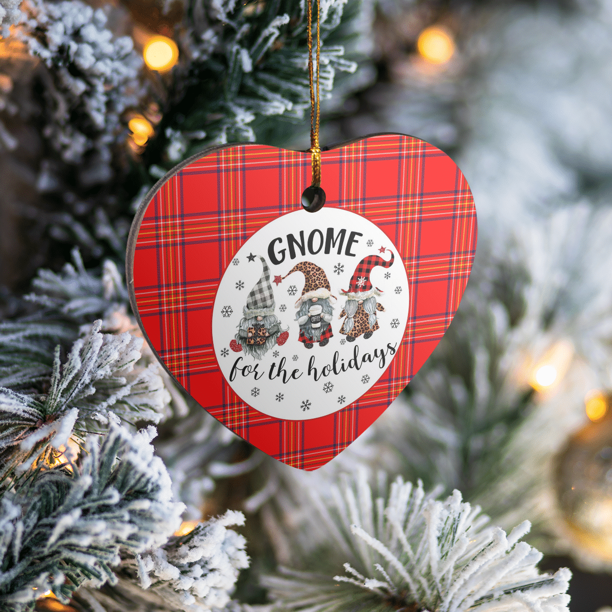 Clan Burnett Modern Tartan Gnome Heart Ceramic Ornament RV39 Burnett Modern Tartan Gnome Tartan Christmas   