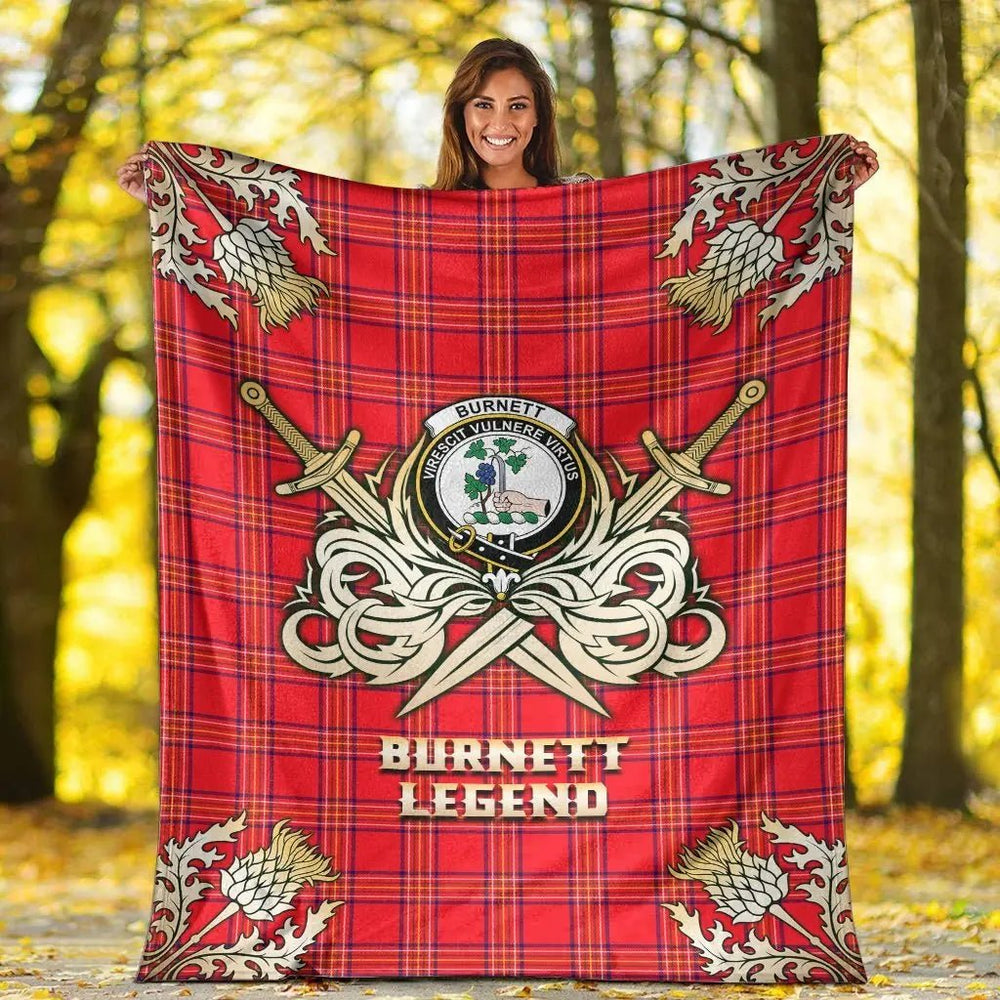 Clan Burnett Modern Tartan Gold Courage Symbol Blanket VW14 Clan Burnett Tartan Today   