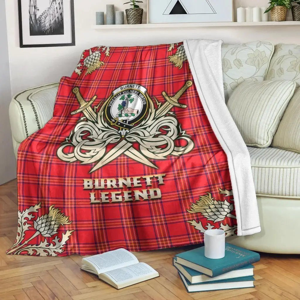 Clan Burnett Modern Tartan Gold Courage Symbol Blanket VW14 Clan Burnett Tartan Today   