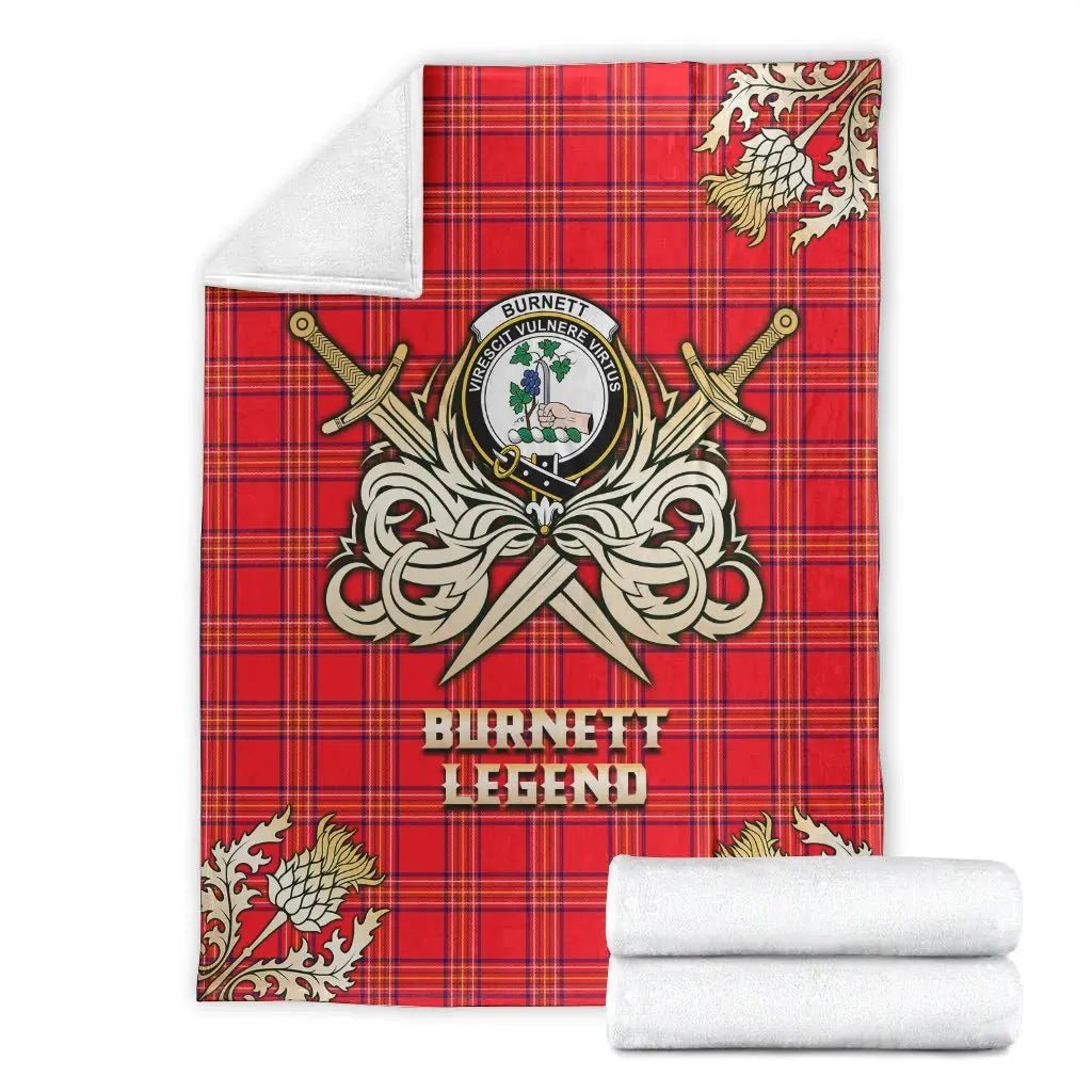 Clan Burnett Modern Tartan Gold Courage Symbol Blanket VW14 Clan Burnett Tartan Today   