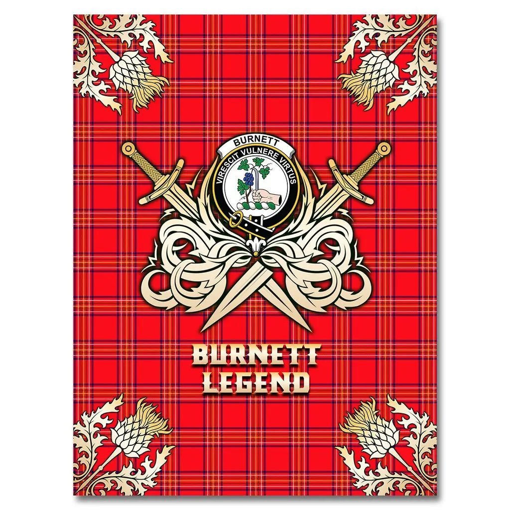 Clan Burnett Modern Tartan Gold Courage Symbol Blanket VW14 Clan Burnett Tartan Today   
