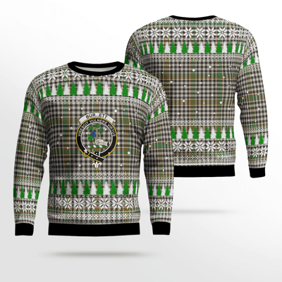Clan Burns Check Crest Tartan Christmas Ugly Sweater