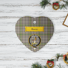 Clan Burns Check Tartan Crest Heart Ceramic Ornament YU58 Burns Check Tartan Tartan Christmas   