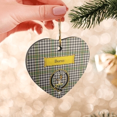 Clan Burns Check Tartan Crest Heart Ceramic Ornament YU58 Burns Check Tartan Tartan Christmas   