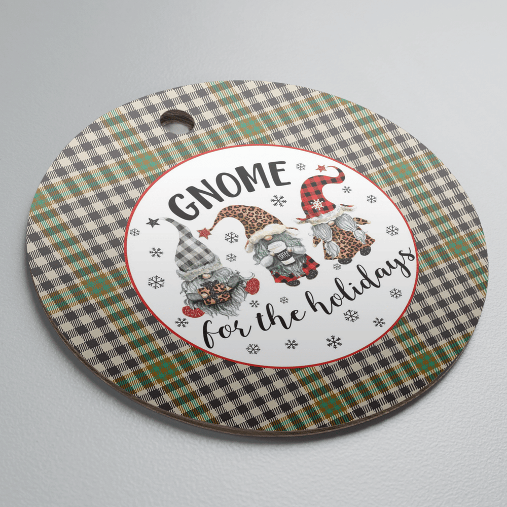 Clan Burns Check Tartan Gnome Round Ceramic Ornament CQ92 Burns Check Tartan Tartan Christmas   
