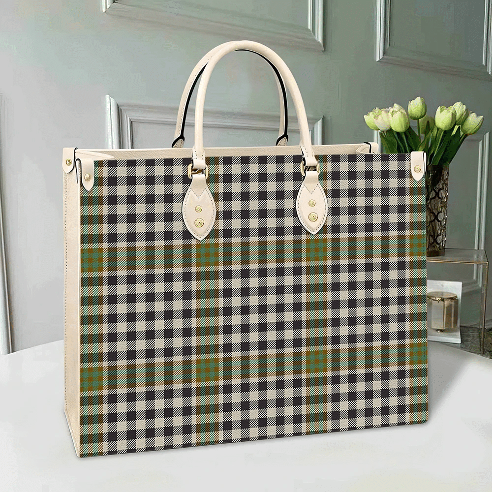 Clan Burns Check Tartan Leather Bag SD79 Clan Burns Tartan Today   