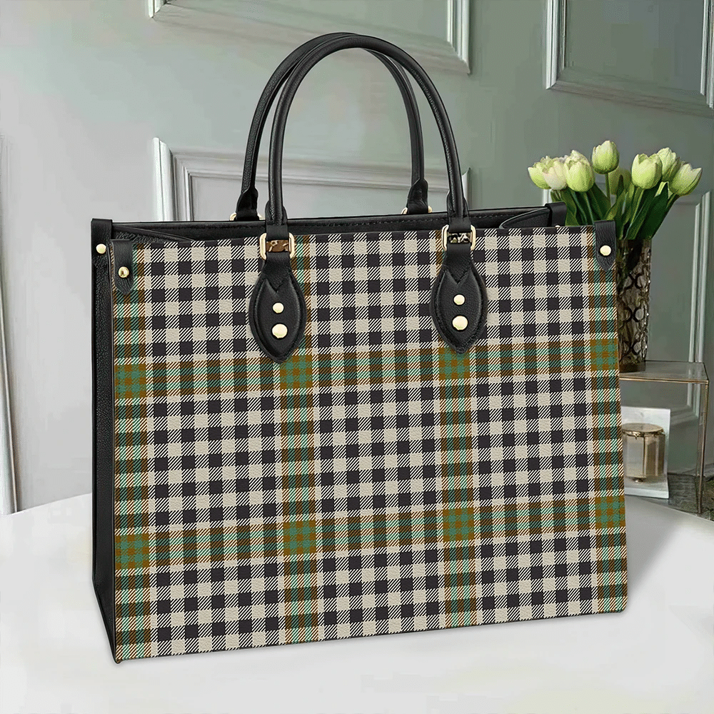 Clan Burns Check Tartan Leather Bag SD79 Clan Burns Tartan Today   