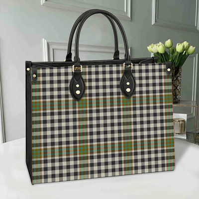 Clan Burns Check Tartan Leather Bag
