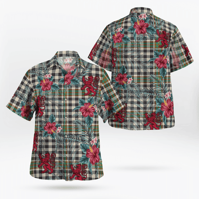 Clan Burns Check Tartan Scottish Lion Hawaiian Shirt