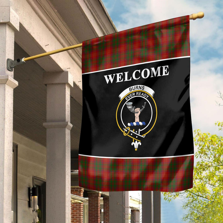 Clan Burns Tartan Crest Black Garden Flag