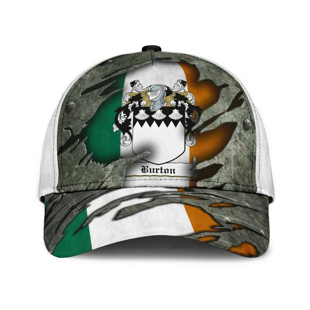 Clan Burton Coat Of Arms - Irish Family Crest Classic Cap QX22 Burton Coat Of Arms Irish Cap   