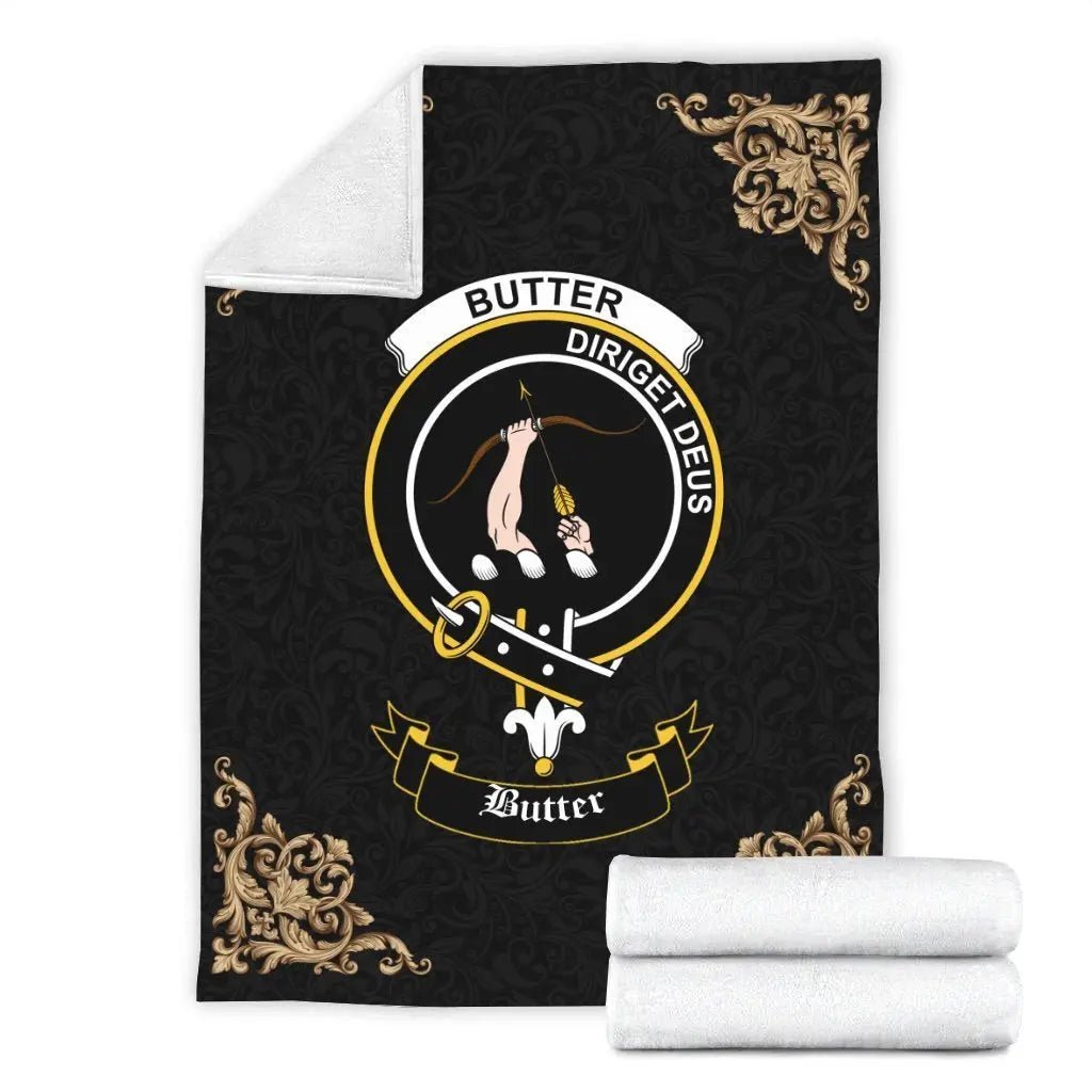Clan Butter Crest Tartan Premium Blanket Black OF43 Clan Butter Tartan Today   