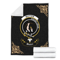 Clan Butter Crest Tartan Premium Blanket Black OF43 Clan Butter Tartan Today   
