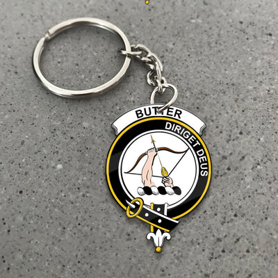 Clan Butter Tartan Crest Keychain