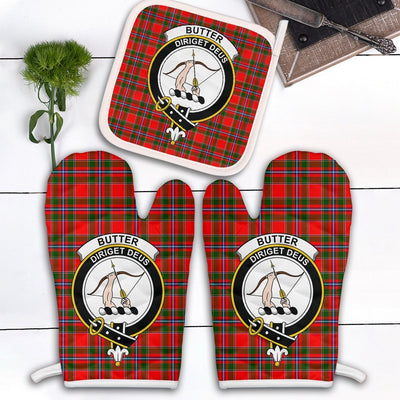 Clan Butter Tartan Crest Oven Mitt And Pot Holder (2 Oven Mitts + 1 Pot Holder)