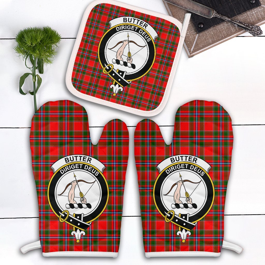 Clan Butter Tartan Crest Oven Mitt And Pot Holder (2 Oven Mitts + 1 Pot Holder) MN46 Clan Butter Tartan Today   