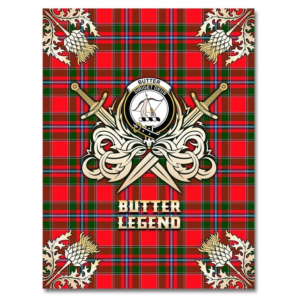 Clan Butter Tartan Gold Courage Symbol Blanket TT81 Clan Butter Tartan Today   