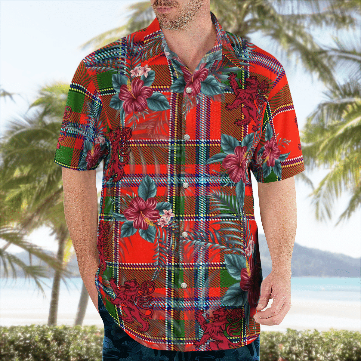 Clan Butter Tartan Scottish Lion Hawaiian Shirt YR47 Butter Tartan Tartan Hawaii Shirt   
