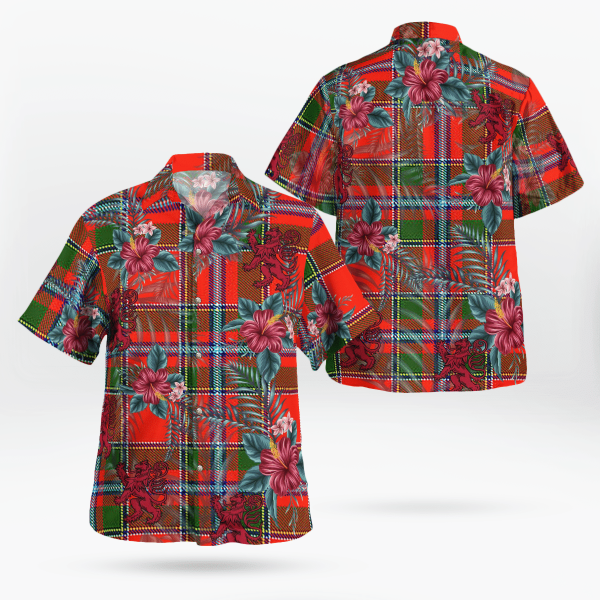 Clan Butter Tartan Scottish Lion Hawaiian Shirt YR47 Butter Tartan Tartan Hawaii Shirt   