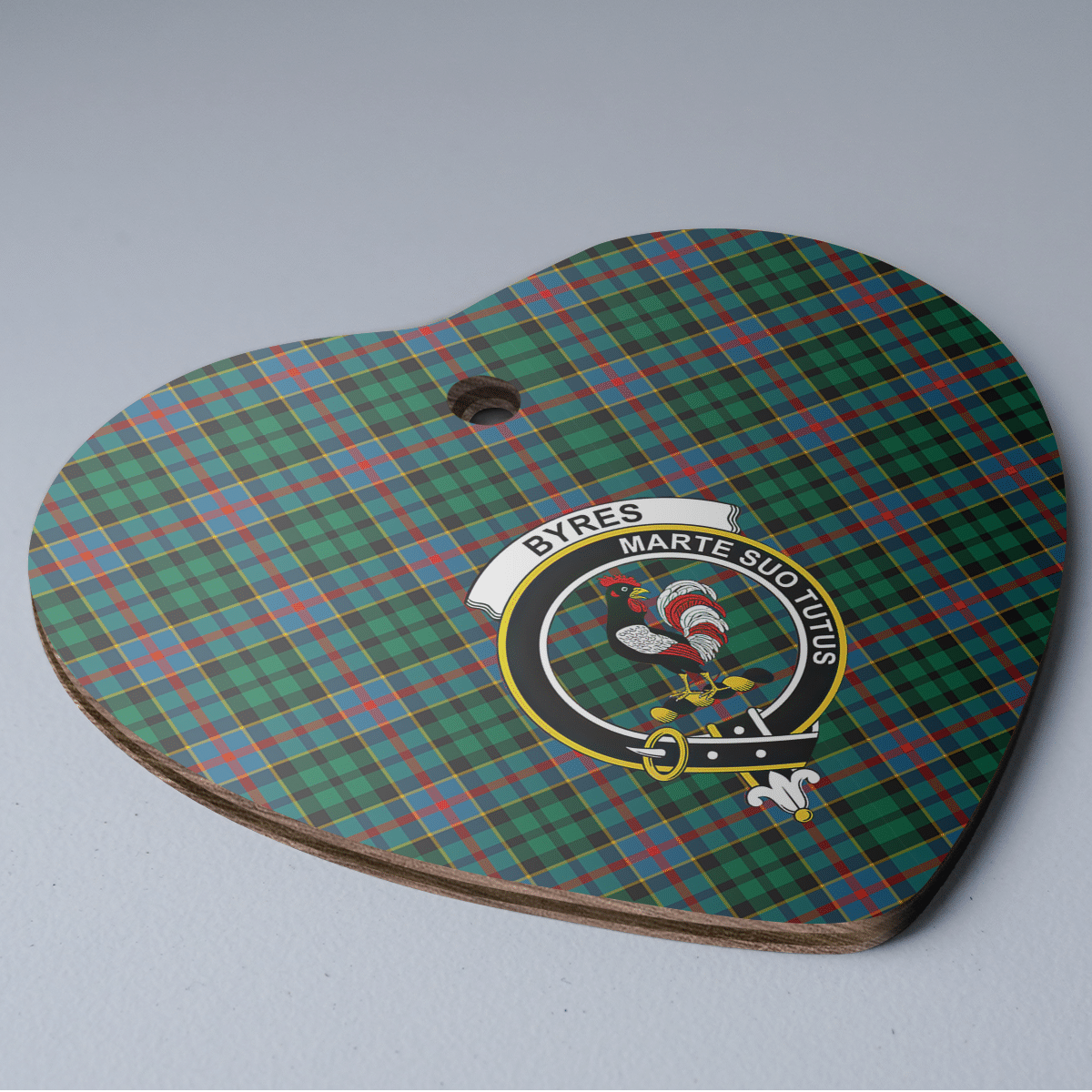 Clan Byres 1 Tartan Crest Heart Ceramic Ornament SA56 Byres 1 Tartan Tartan Christmas   