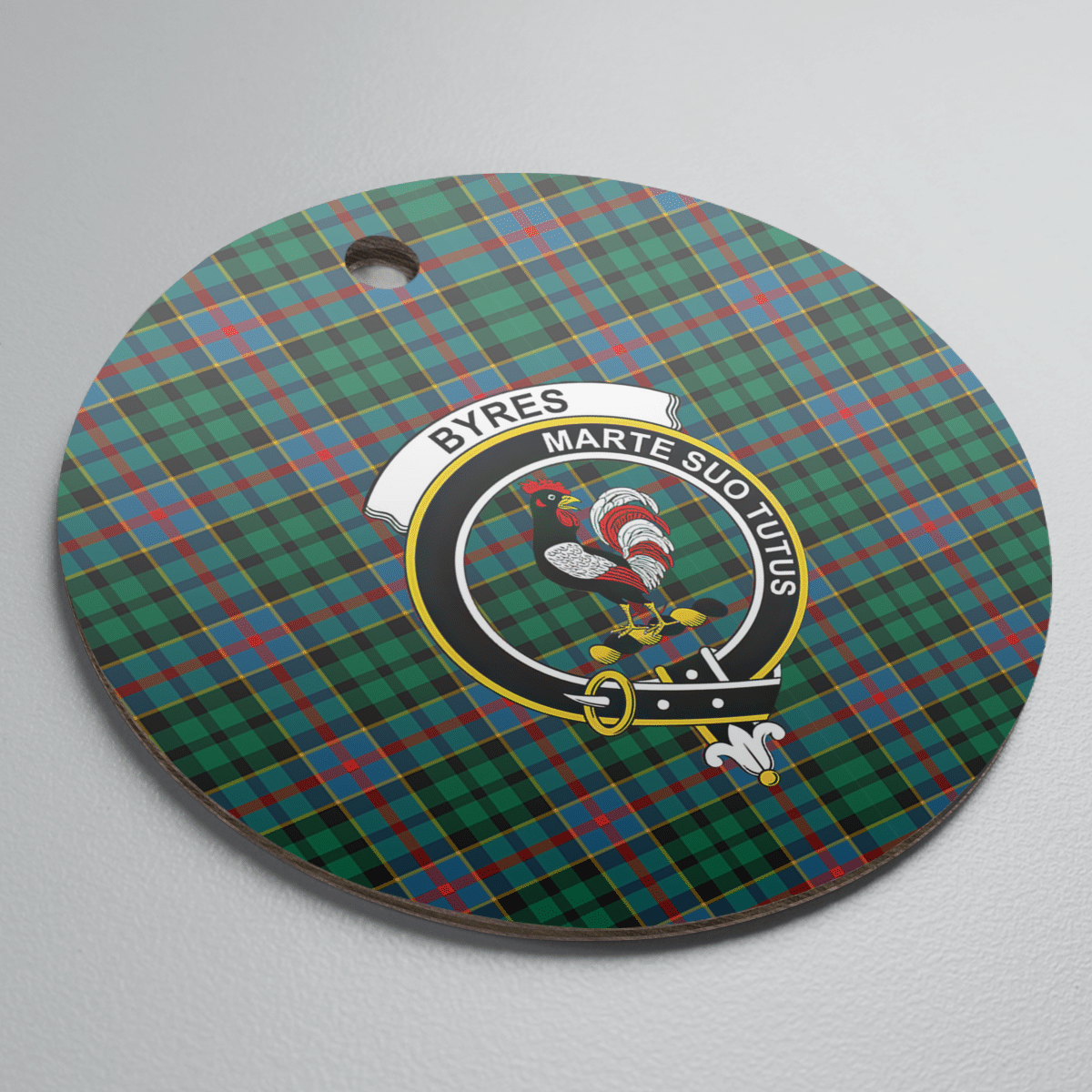 Clan Byres 1 Tartan Crest Round Ceramic Ornament TJ54 Byres 1 Tartan Tartan Christmas   