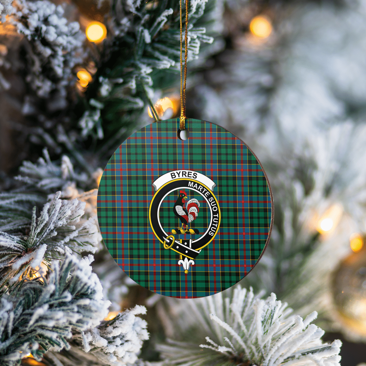 Clan Byres 1 Tartan Crest Round Ceramic Ornament TJ54 Byres 1 Tartan Tartan Christmas   
