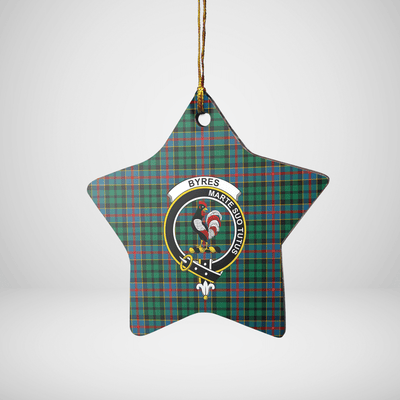 Clan Byres 1 Tartan Crest Star Ceramic Ornament